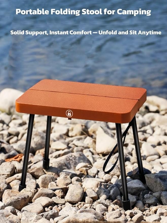 Portable Folding Stool for Camping 330 lbs Load Capacity Lightweight Aluminum &amp PP Quick Setup Compact Design Foldable Outdoor Seat for Hiking Fishing Backpacking (Black)