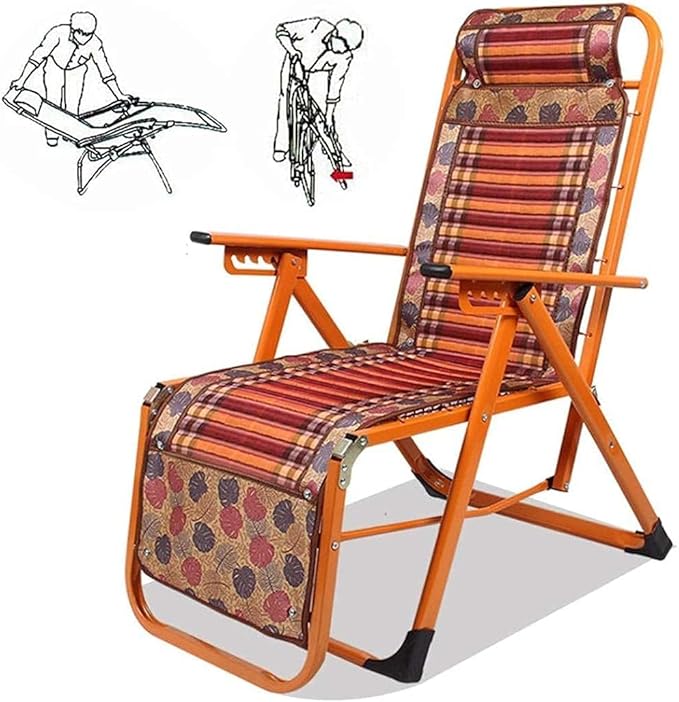 FWZJ Folding Lounger Recliners Zero Gravity Sun Lounger Chair Adjustable Heavy Duty Reclining Sun Lounger Chair for Office Lunch Break Chair Camping Patio Lawn Outdoor-B (A)