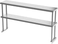 Double Overshelf of Stainless Steel 12'' x 60'' Commercial 2 Tier Shelf for Prep &amp Work Table in Restaurant Home and Kitchen (12x60)
