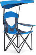 ALPHA CAMP Camp Chair with Shade Canopy Folding Camping Chair with Cup Holder and Carry Bag for Outdoor Camping Hiking Beach Heavy Duty 300 LBS Royal Blue