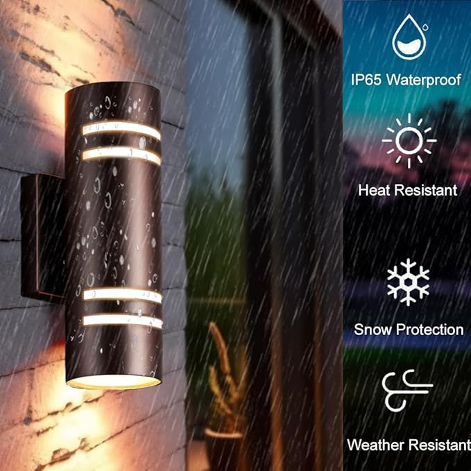 RGB Outdoor Wall Lights Modern Color Changing Outdoor wall Sconce Cylinder Up and Down Bronze Porch Lights Fixture Compatible with Smart Life &amp Google Alexafor GarageYardFront Door
