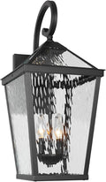 Treekee Outdoor Wall Light Fixture Modern Waterproof Exterior Wall Lantern with E12 Sockets &amp Water Ripple Glass Matte Black Rustic Wall Sconce Porch Lamp for Patio Garage Yard Front Door Ga