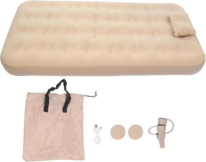 74.8in Self Inflating Air Mattress Blow Up Mattress Inflatable Sleeping Mat with Built in Pump Soft Flocking Layer 190CM for Camping Home Travel Guests
