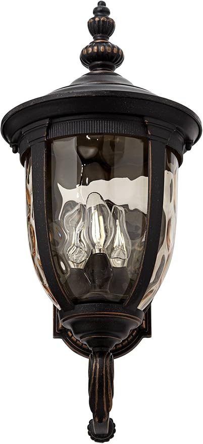 John Timberland Bellagio European Outdoor Wall Light Fixture Sconce Bronze Aluminum 21 Hammered Glass Decor for Exterior House Porch Patio Outside Deck Garage Yard Front Door Garden Home