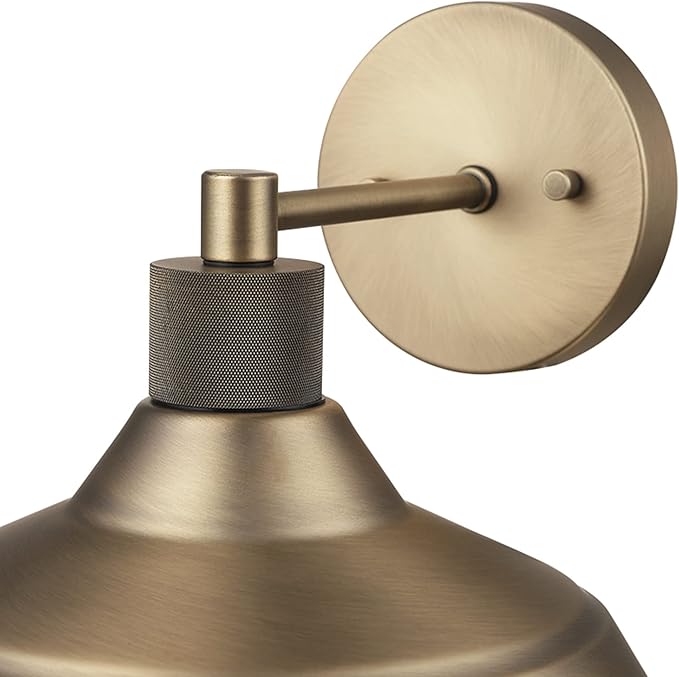 GLOBE Electric 44841 Sutton Outdoor Wall Sconce Matte Brass Light Fixture Front Porch Light or Outdoor Barn Light Exterior Light Fixture Textured Socket Detail Modern Farmhouse Porch Lights 9''