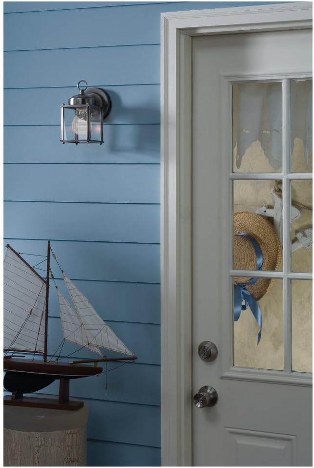 Sea Gull Lighting 8592-71 New Castle One-Light Outdoor Wall Lantern with Clear Glass Panels Antique Bronze Finish