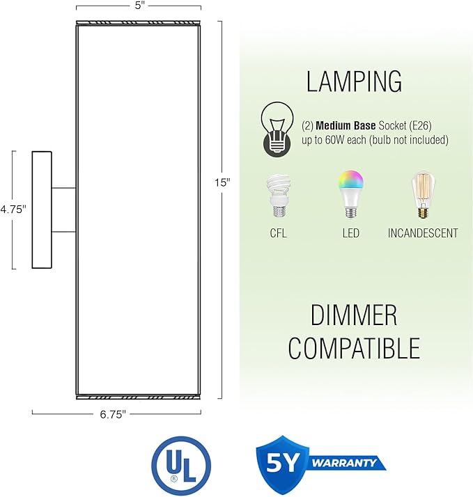 Kira Home Enzo 16 2-Light Modern Indoor/Outdoor Wall Sconce Weatherproof Up Down Light Cylinder Metal Shade + Oil Rubbed Bronze Finish