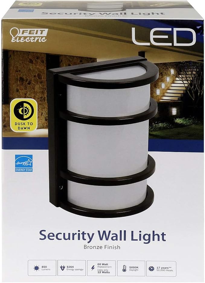 Feit Electric - Dusk to Dawn LED Bronze Half Moon Security Outdoor Wall Light 5000K (73702)