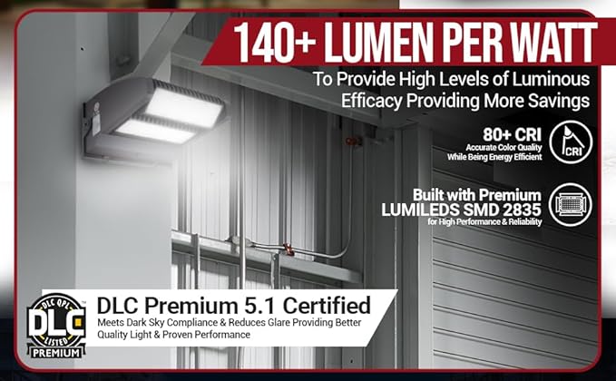 RuggedGrade 120W - Rotate IV Series LED Wall Pack - 17100 Lumens - 4000K Natural White - Outdoor LED Wall Light - Brown - DLC 5.1 Premium