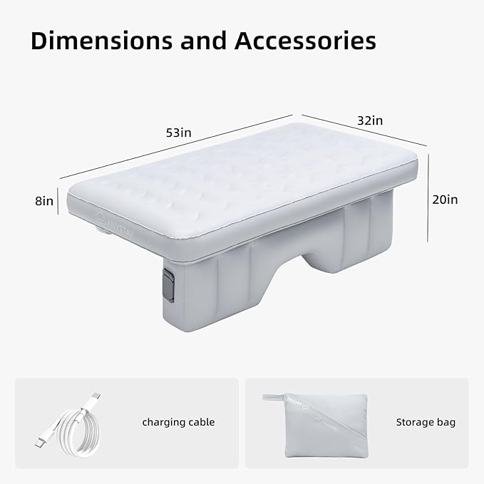 Car Back Seat Air Mattress - Universal Fit SUV/Sedan Inflatable Camping Mattress with Built-in Pump &amp Air Support Column Portable True Flat Gap-Filling Car Bed for Sleeping Roadtrip Travel
