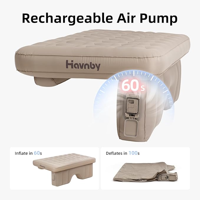Inflatable Car Air Mattress for Back Seat Cozypad- Universal Fit SUV/Vehicle Bed Pad TPU Material with Rechargeable Built-in Pump Portable Camping &amp Travel Mattress