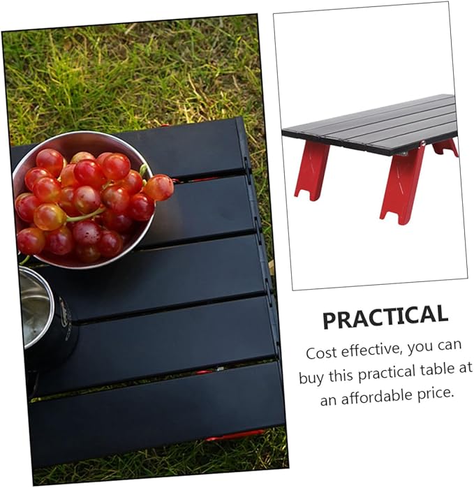 BESPORTBLE Folding Table for Camping Picnic Outdoor Use Lightweight Red Table Sturdy Legs and Easy Setup for Traveling and Kitchen Storage