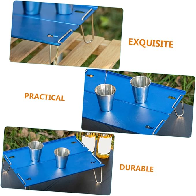 SUPVOX Small Folding Table Portable Aluminum Camping Grill Table Easy Setup Light Weight for Outdoor Activities