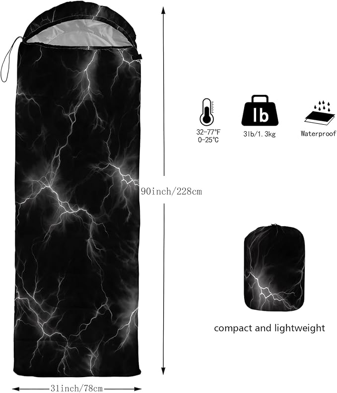 QOOMO Camping Sleeping Bags3 Season Warm &amp Cool WeatherLightweightWaterproof Sleeping Bags for Adults &amp KidsTravelingand OutdoorsCamping Gear Equipment