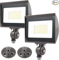 80W Outdoor LED Flood Light with 1/2 Knuckle Mount (Plate Included) 5000K Daylight 9600LM 120V UL Waterproof LED Security Flood Lighting