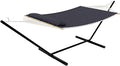 Ultra-Comfort 2-Person Hammock Set with Foldable Steel Frame – Heavy-Duty Outdoor Lounger for Garden Camping &amp Patio (450lb Capacity + Quick-Stow Carry Bag)Dark Gray (Flat)