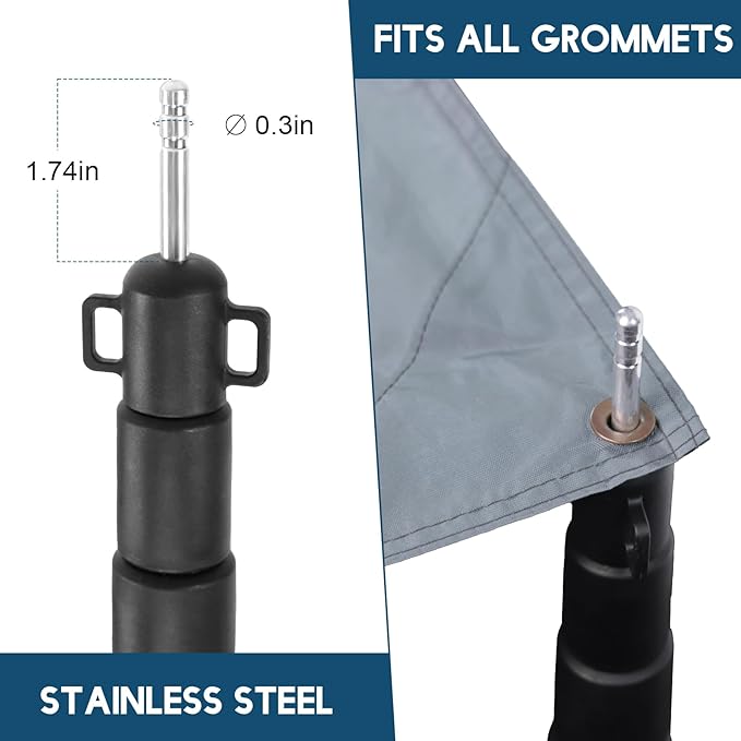 GEEWAY 2 Pcs 7.5FT Tarp Poles for Camping Heavy Duty Telescoping Tent Pole Aluminum Adjustable Tent Poles for Outdoor Activity Wilderness Adventure and RV Travel (Grey)