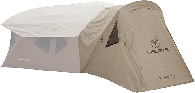 Gazelle Backcountry™ T10 Vestibule – 39 sq. ft. Enclosed Extension Room for Backcountry T10 Shelter Ripstop Polyester Construction Zippered Panels Includes All Terrain Stakes GBCA01