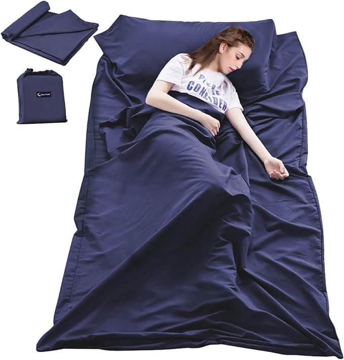 Sleeping Bag Liner Travel Sheets for Hotel Camping Sheets Travel Bed Sheets for Hotel Lightweight Single &ampDouble Compact Sleeping Bag Sack Breathable Travel Sleeping Bag for Hotels Adult Compact S