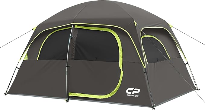 CAMPROS CP Upgraded 6/8 Person Camping Tents Waterproof Windproof Family Tent with Larger Mesh Windows &amp Door Double Layer Easy Set Up All-Season Dome Tent with Top Rainfly &amp Carry Bag