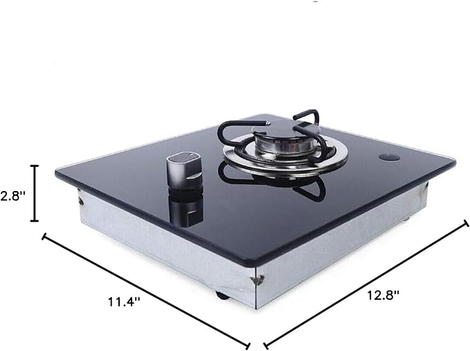 Propane Gas Cooktop Single Burner Stove portable Camping Stove L-P-G 1800W Tempered Glass Gas Hob Cooker with Knob-Control for RV Outdoor Kitchen Boat Caravan Camper