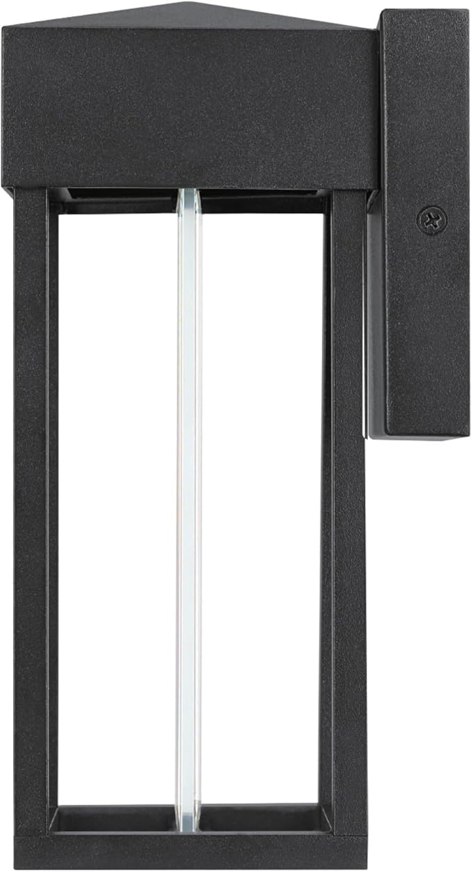 GLOBE Electric 44246 Bowie LED Integrated Outdoor Indoor Wall Sconce Matte Black Clear Glass Insert 10W 420 Lumens