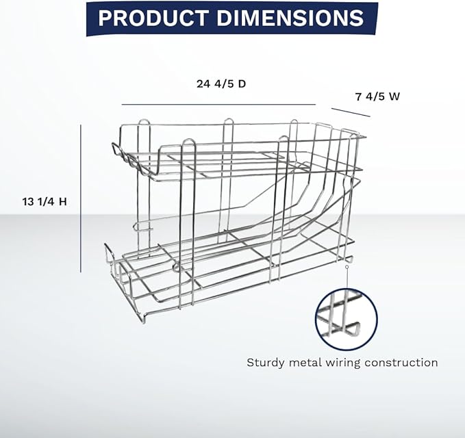 28W-171 FIFO Wire Can Rack Holds (12) #5 Cans or (8) #10 Cans Metal Construction FIFO Design