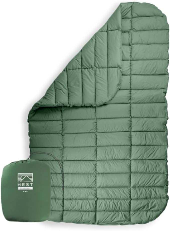 HEST Packable Comforter for Camping Single Size - 100% Recycled Polyester Fill and Premium Quiet Fabric - Perfect for Hiking Backpacking &amp Outdoor Adventures