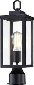 GRUENLICH Outdoor Post Lighting Fixture Pole Lantern E26 Medium Base Max 60W Metal Housing Plus Glass Matte Black Finish Bulb Not Included 1 Pack