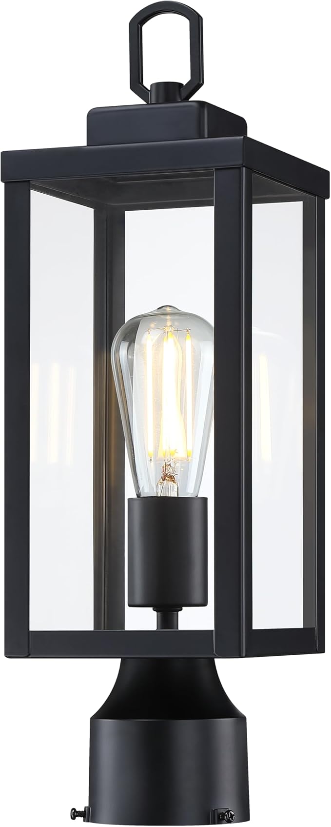 GRUENLICH Outdoor Post Lighting Fixture Pole Lantern E26 Medium Base Max 60W Metal Housing Plus Glass Matte Black Finish Bulb Not Included 1 Pack