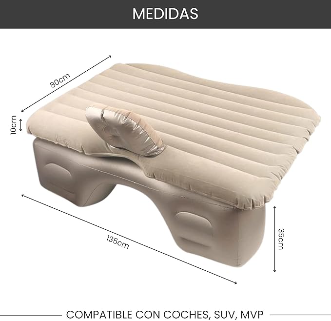 Camping Inflatable Mattress Multifunctional Car Inflatable Mattress Flocking PVC Pressure-Resistant Car Back Seat Sleeping Pad Outdoor Camping Sofa Bed