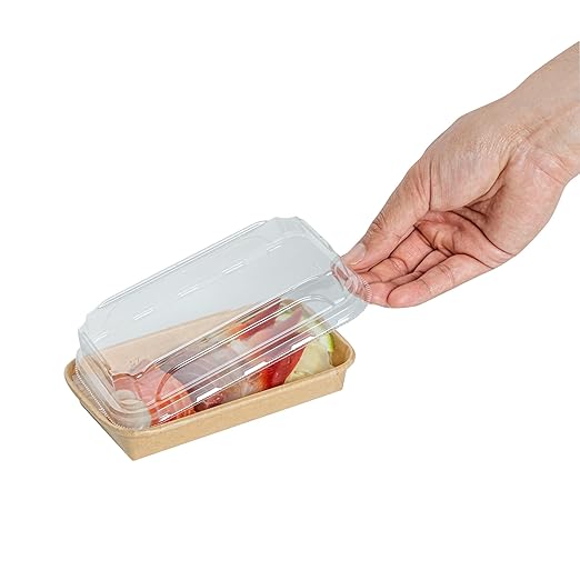 Restaurantware-LIDS ONLY: Matsuri Vision 6.4 x 3.7x 1.2 Inch Lids For Sushi Containers 100 Airtight Lids - Containers Sold Separately No-Fog Design Clear Plastic Dome Lids For Sushi Boxes