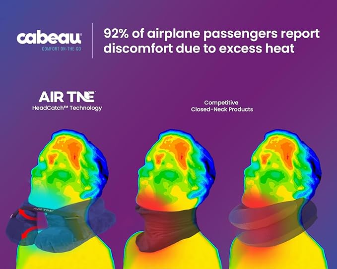 Cabeau Inflatable Travel Pillow – Air TNE – Adjustable Lightweight and Supportive for Sleeping on Airplanes Trains and Cars– Customized Fit and Compact Carrying Case (Midnight Black)