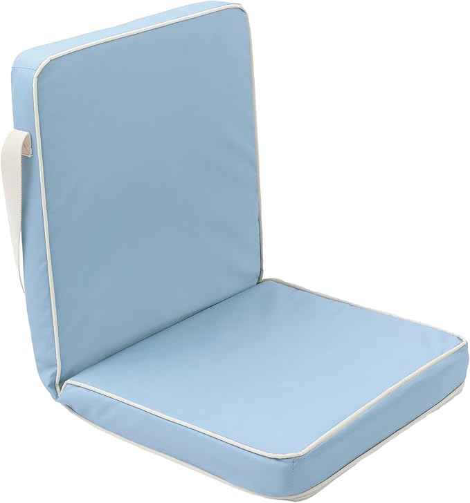 SUNNYLiFE Take Anywhere Folding Chair Outdoor Portable Lounging Seat 6 Adjustable Reclining Settings Steel Frame Polyester Fabric La Mer Blue 38.19 x 19.69 x 3.15 inches 1.82 lbs