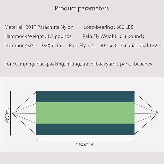 Camping Hammock with Mosquito Net and Rain Fly - Travel Hammock Bug Net - Hammock Tent for Outdoor Hiking Backpacking Travel Camping Accessories and Camping Gear… Military Green