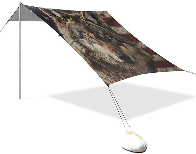 Beach Tent Sun Shelter Jackal Flag Lightweight &amp Easy Setup Beach Shade Canopy for Camping Fishing