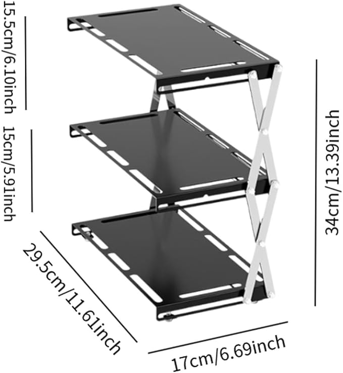 Camping Foldable Storage Rack Outdoor Tabletop Camping Stand Portable Easy to Install Cookware Storage Rack for Barbecue Three Layers