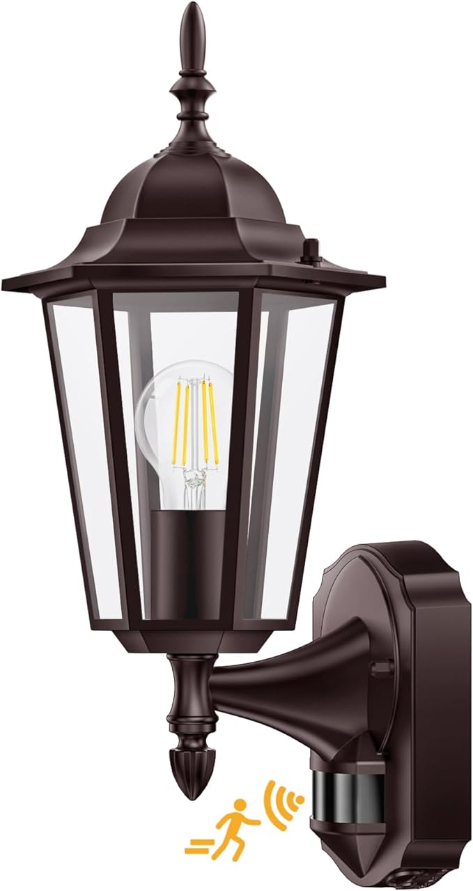 Lamomo Motion Sensor Outdoor Lights Upgrade Dusk to Dawn Bronze Outdoor Light Fixture Wall Mounted 100% Anti-Rust Aluminum Waterproof Porch Lights for Patio Front Door Garage