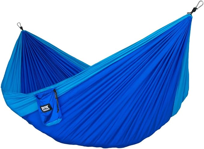 Fox Outfitters Neolite Single Camping Hammock - Lightweight Portable Nylon Parachute Hammock for Backpacking Travel Beach Yard. Hammock Straps &amp Steel Carabiners Included