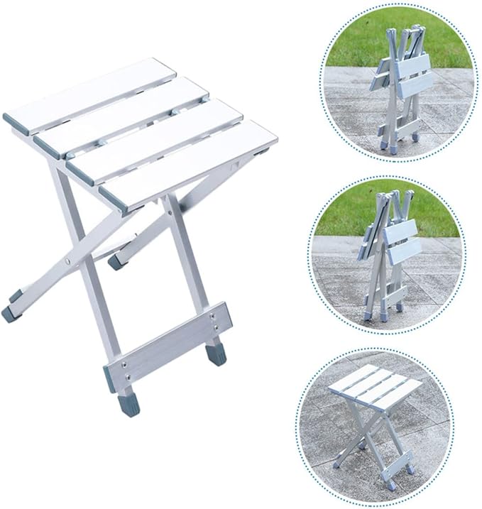 Zerodeko Foldable Camping Chair Portable Aluminum Stool Compact Outdoor Stool for Kitchen Garden
