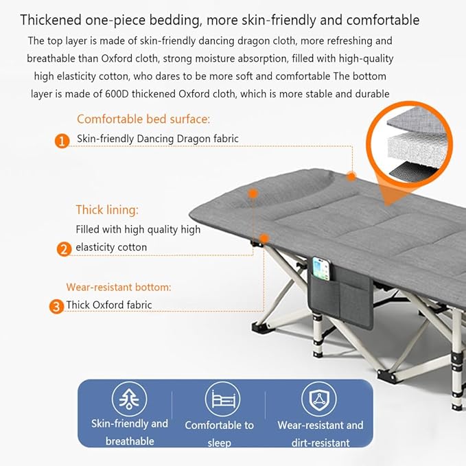 Folding Camping Cot with Mattress and Pillow Portable No Installation Lightweight Adult Sleeping Bed for HomeOfficeCamping and Travelling (Matcha Green)