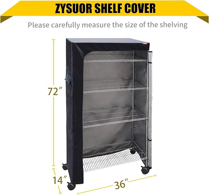 Shelf &amp Garment Rack Cover Dustproof Waterproof Protector with Two-Way Zipper for Easy Access Fits Wire Shelving 36 x 14 x 72 (Cover Only)