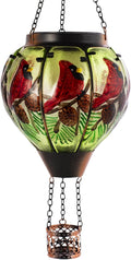 Cardinal Solar Hot Air Balloon Lantern with Flame Glass Balloon Solar Lantern Outdoor Waterproof Hanging Hot Air Balloon Solar Light Cardinal Gifts for Mom Woman Christmas