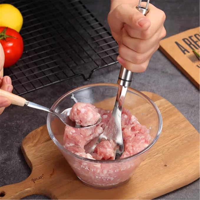 Meatball Maker Scoop Stainless Steel Meatball Maker Household Kitchen Press Fish Ball Spoon Ice Cream Baller Tool