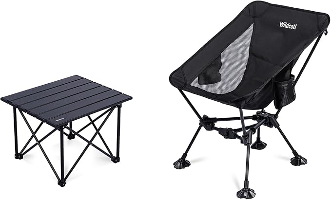 WildCall 1 Anti-Sink Feet Camping Chair and 1 Ultralight Camping Table Ultralight Compact for Adults Outdoor Camping Backpacking Hiking