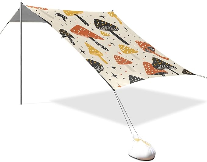 Mushroomcore Camping Sun Shelter Beach Tent Portable Beach Sun Shade Outdoor Canopy for Camping Trips Fishing Picnic