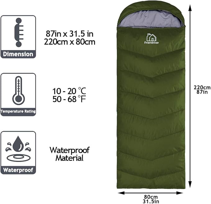 XL Size Upgraded Version of Camping Sleeping Bag 4 Seasons Warm and Cool Lighter Weight Adults and Children Can Use Waterproof Camping Bag Travel and Outdoor Activities