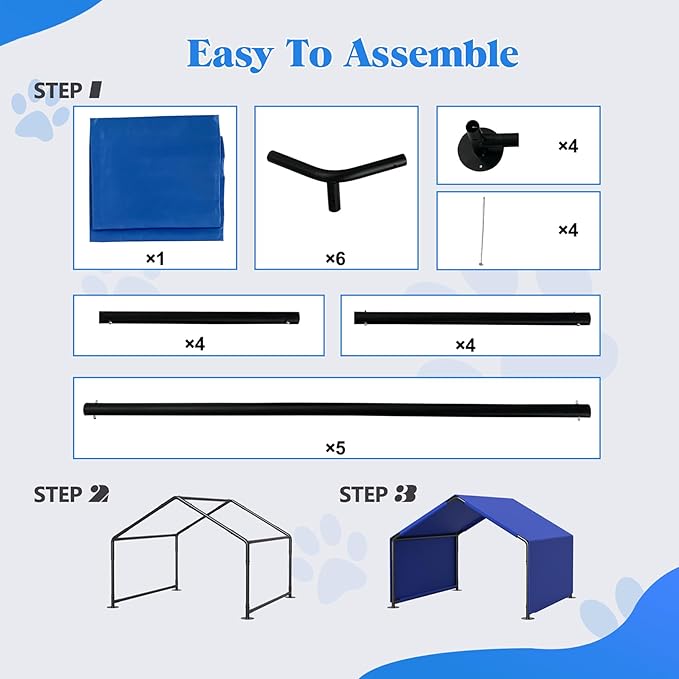 4×4×3 ft Dog Shade Shelter Pet Tent Outdoor Portable Pet Tent Outside Dog Sun Rain Canopy Pet House Animal Shelter for Small to Large Dogs Cats (Blue)