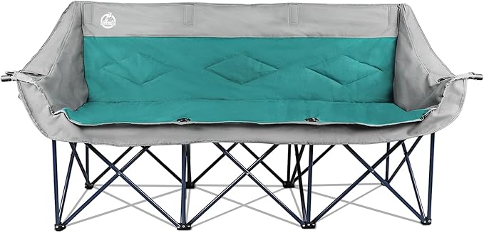 Northroad 3 Person Camping Chair Oversized 900 Lbs Outdoor Lawn Loveseat Chair Padded Folding Chairs for Adults Heavy Duty Soccer Chair w/Cup &amp Wine Glass Holder for Outside Picnic Beach Sports