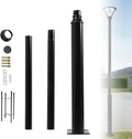 Street Light Pole 10ft Tall Galvanized Split Street Lamp Post for Outdoor Street Courtyard Parking Lot Lighting Post Fixtures with Mounting Ground Cage (10FT 114+76mm)